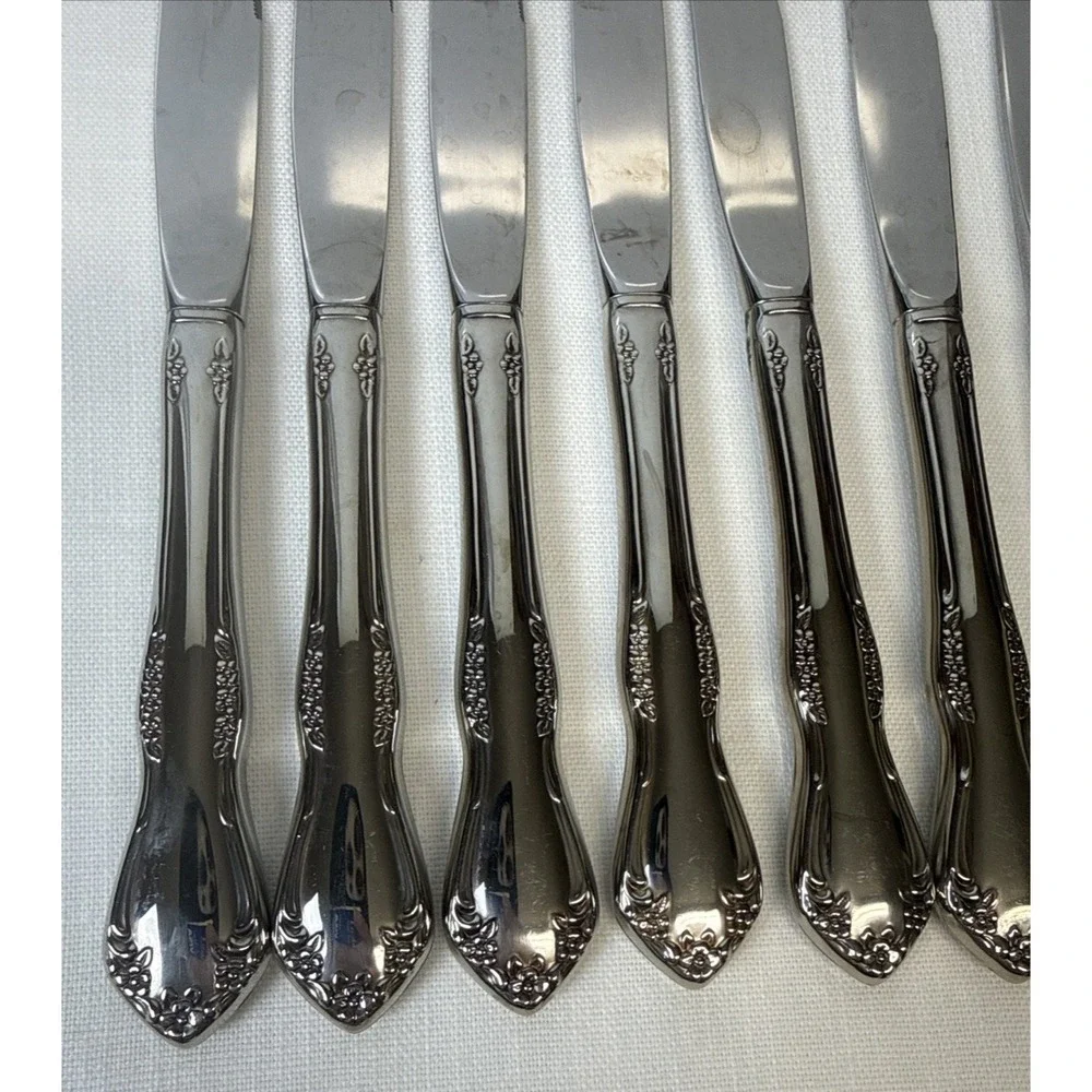 Oneida‎ Mansfield Amadeus Dinner Knives 8 Hollow Stainless Wm A Rogers Deluxe